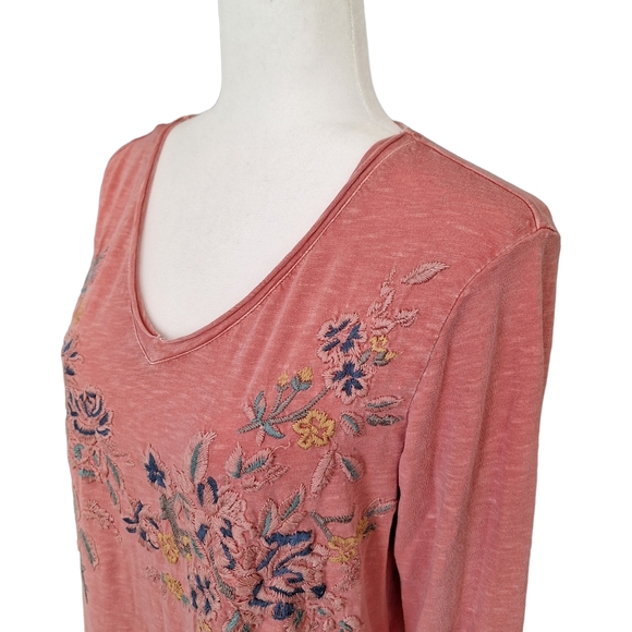 Sundance Friends Always Tunic Pink Embroidered Cotton Floral Raw Edge szM - Picture 8 of 11